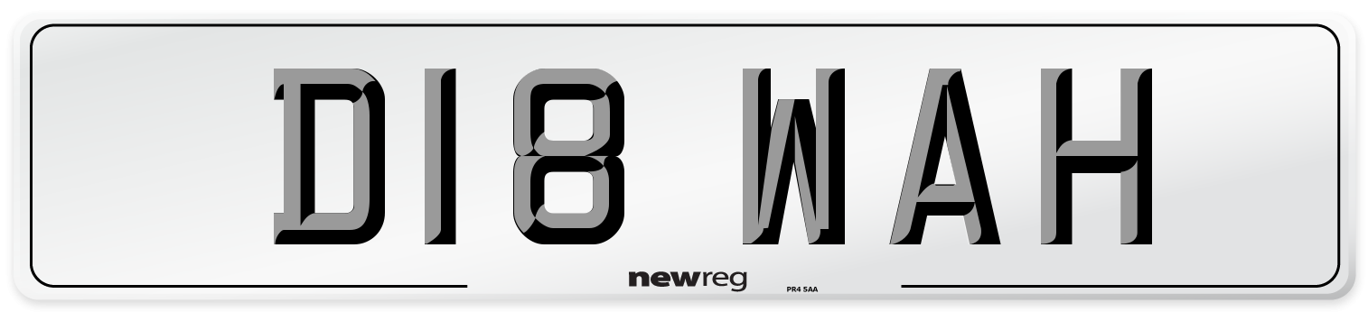 D18 WAH Number Plate from New Reg